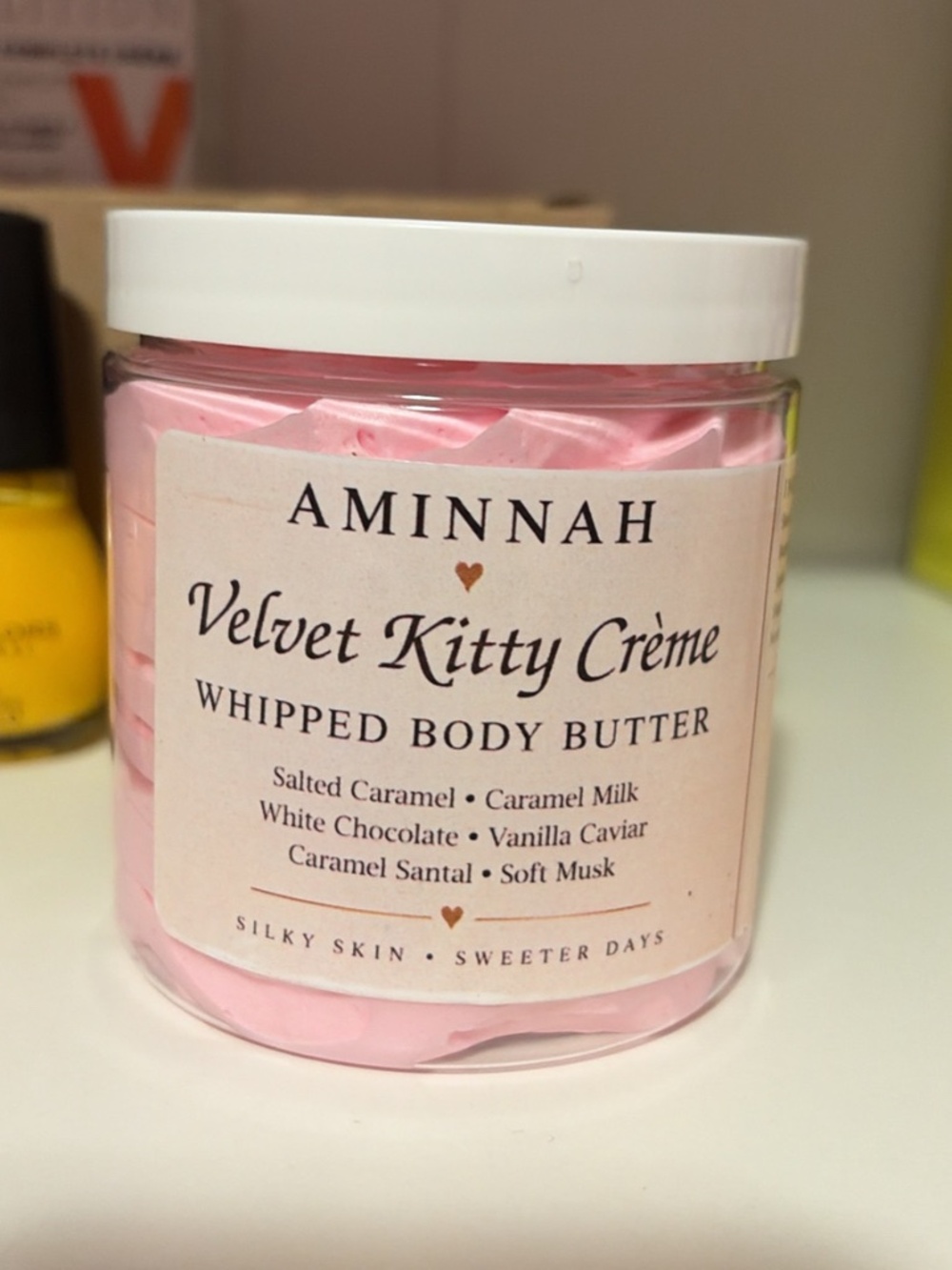 Aminnah Body Butter, inspired by Kayali's Boujee Kitty Caramel Milk